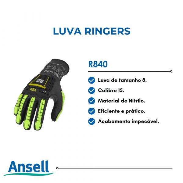 Luva Ringers R840 Tamanho 8 CA 48240 Ansell