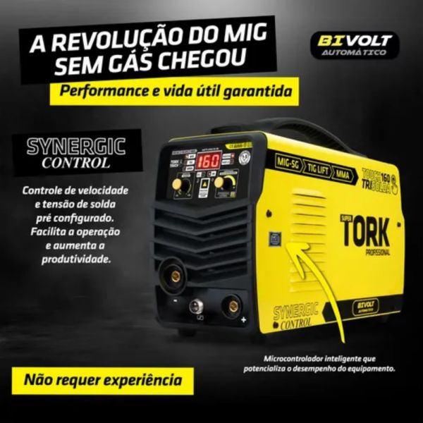 Máquina Inversora Trisolda 160A 5Kg MIG TIG MMA Tork
