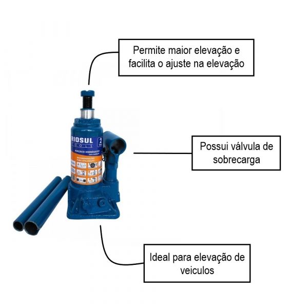 Macaco tipo Garrafa 2 Toneladas com Maleta Riosultools