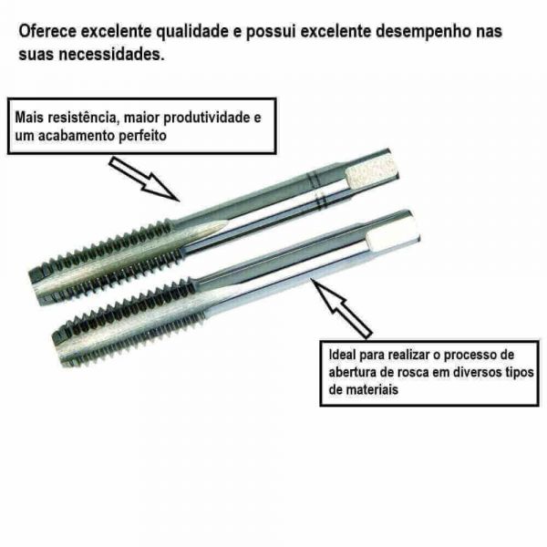 Macho Manual Aço Cromo MF10X1 2 Peças Hansactenica