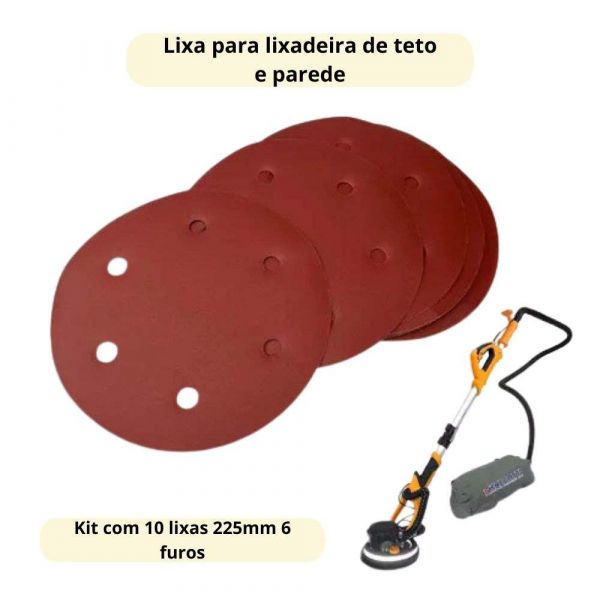 Disco De Lixa Para Parede Com 10 Unidades 225mm Grão 80 MLP750 Manegotti