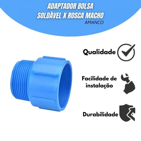 Adaptador Bolsa Soldável x Rosca Macho DN 75x3