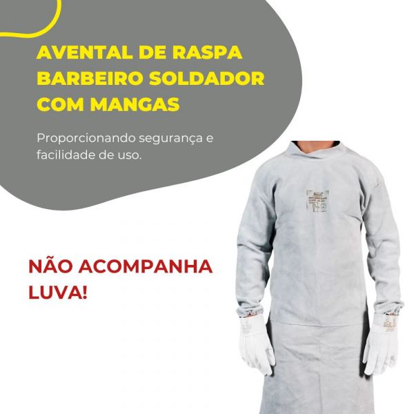 Avental De Raspa Barbeiro Soldador com Mangas 120X60 Zanel 