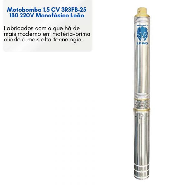 Motobomba 1,5 CV 3R3PB-25 180 220V Monofásico Leão