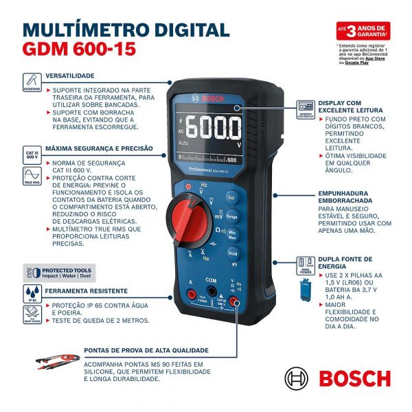 Multímetro Digital TRMS GDM 600-15 Bosch
