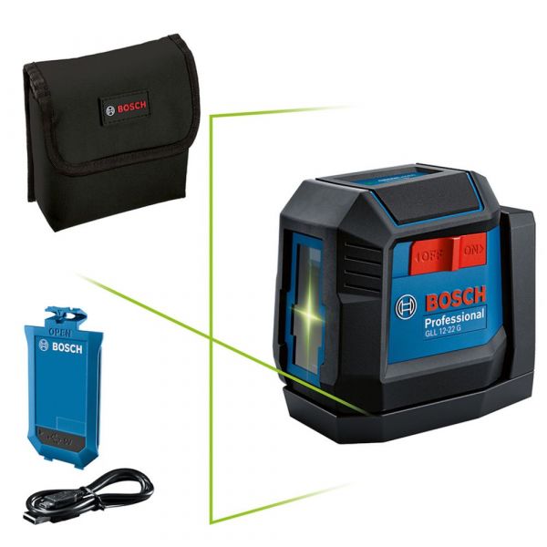 Nível a Laser GLL 12-22G LI Linhas Verdes Cruzadas 12m com Bateria Bosch