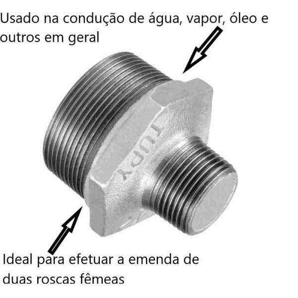 Niple De Redução Galvanizado 1X1/2” Tupy