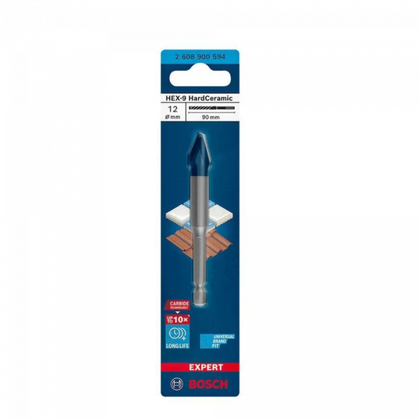 Broca para porcelanato Bosch EXPERT HEX-9 Hard Ceramic 12x90mm Bosch