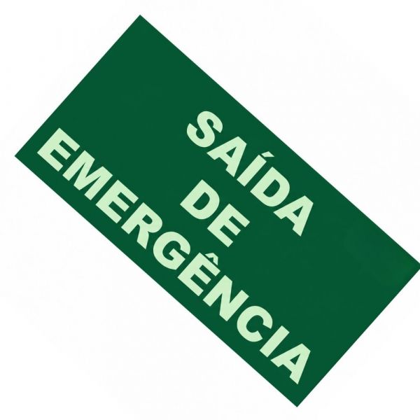 Placa de Sinalização Saída de Emergência 30x18cm Luminescente