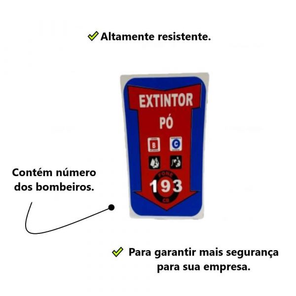 Placa de Sinalização 30X20cm Extintor Pó BC