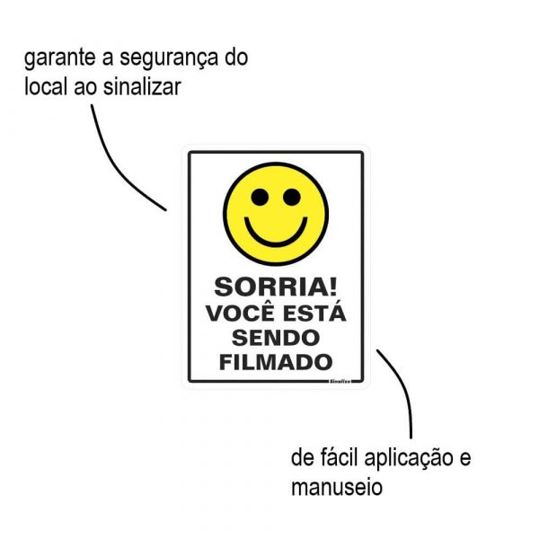 Placa De Sinalização 19x7cm Sorria Você Está Sendo Filmado
