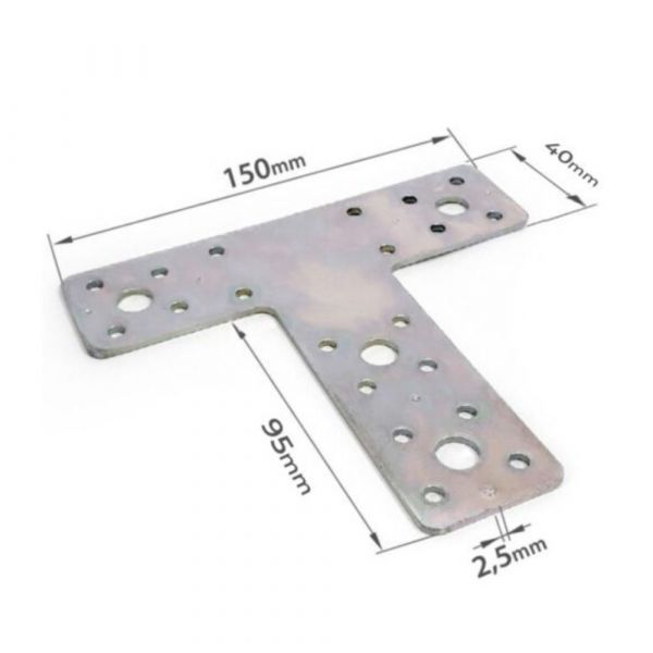 Placa Junção em T 40 x 95 x 150 x 2,5mm Minubras
