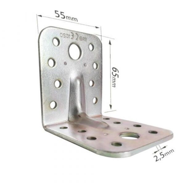 Placa Junção Reforçada Dobrada 55 x 65 x 2,65mm Minubras