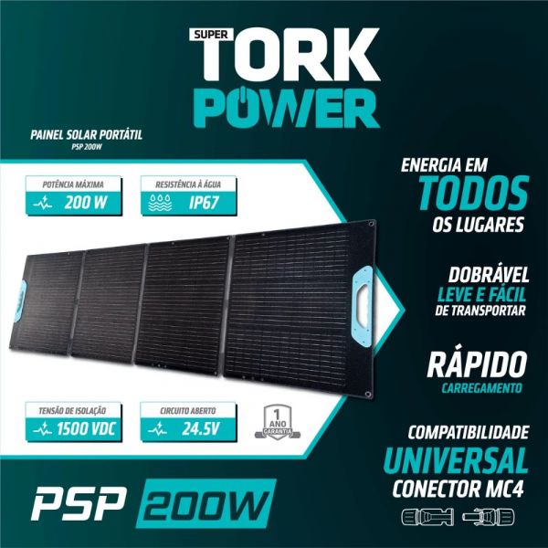 Placa Solar Portátil PSP-200W Tork