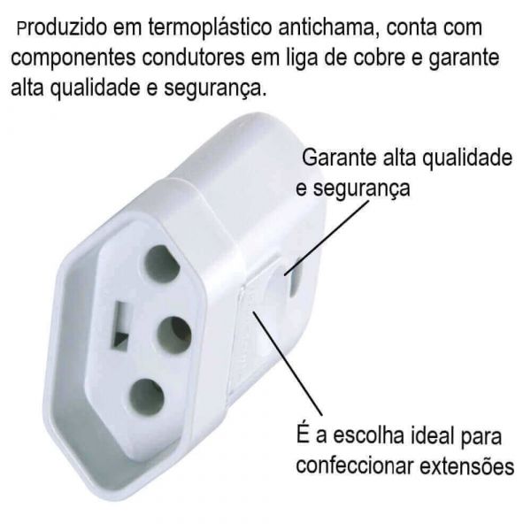 Plugue Fêmea Branco 2P+T 250 V 20 A Tramontina 57402055
