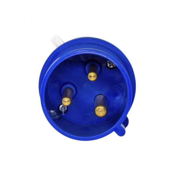 Plugue Industrial Macho 2 Polos + Terra 220V 32A 6h Azul Lukma