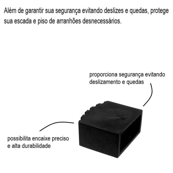 Ponteira 40x20mm Externa Preta Para pé de Escada Emar