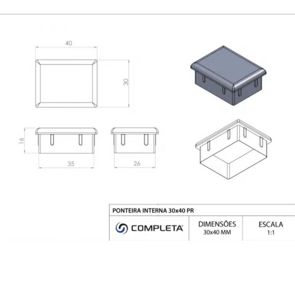 Ponteira Interna 30x40mm Completa