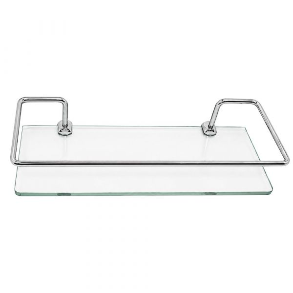 Porta-Shampoo Reto de Vidro 30x10cm Metais Premium