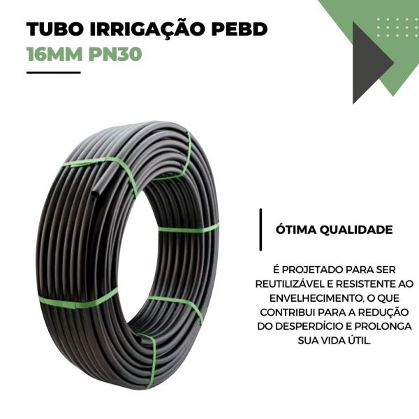 500 Metros de Tubo Irrigação PEBD 16mm PN30 di13,8 2,5bar Rivulis