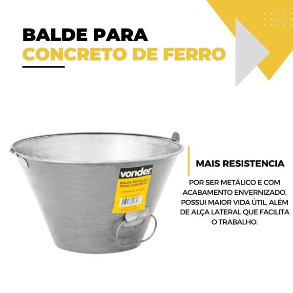 Balde Para Concreto De Ferro 10 Litros Vonder
