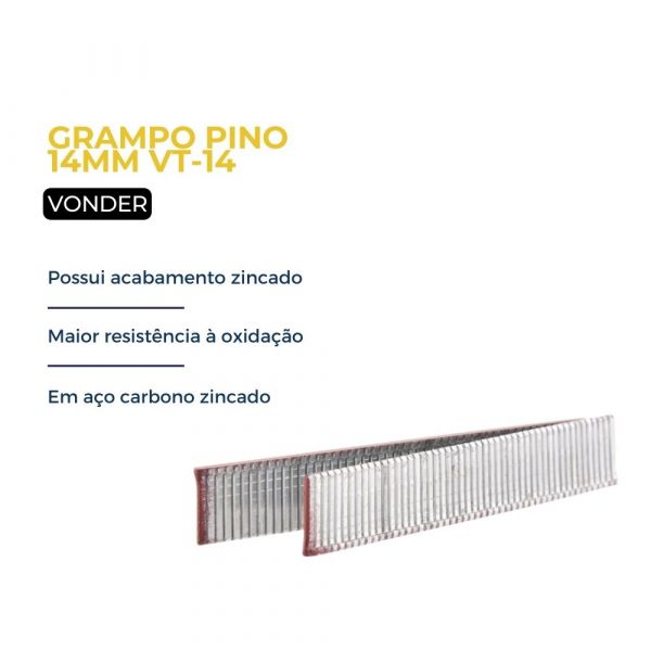 Grampo Pino 14mm VT-14 Caixa 1000 Unidades Vonder
