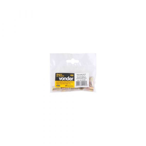 Rebite De Rosca Em Aço M8 x 18,0 mm 10 Unidades Vonder