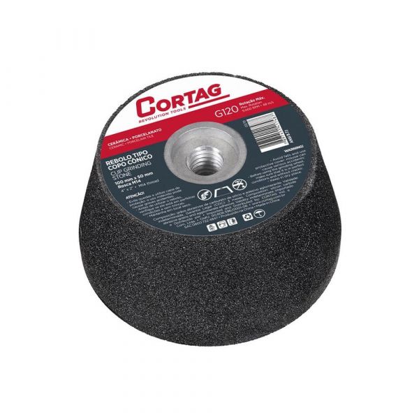 Rebolo Copo Cônico G120 100mm Rosca M14 Cortag