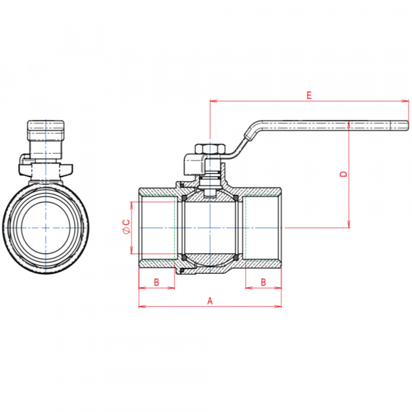 Registro de Esfera para Gás PN 40 1.1/2 NPT Reta F/F com Alavanca MGA
