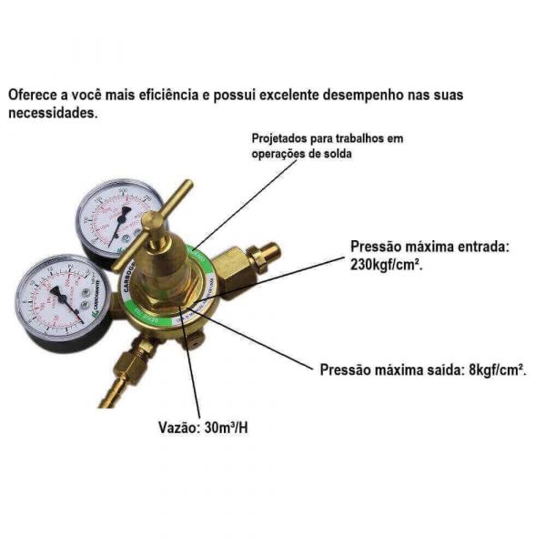 Regulador De Pressão Para Cilindro De Oxigênio Serie 700 Carbografite 