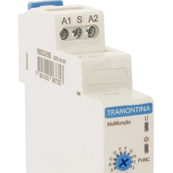 Relé Temporizador Multifunção 24-240V 0,1s a 10d AC/DC 8A AC-1 ou 2A AC-15 Tramontina