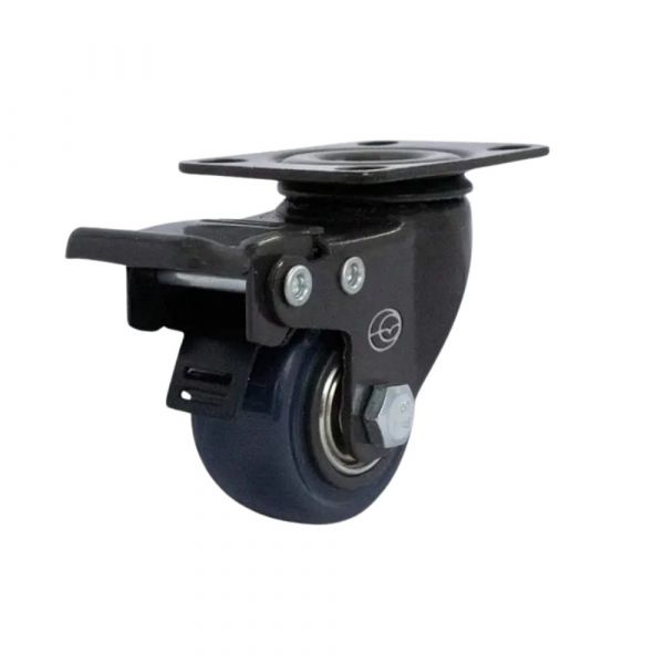 Rodízio Carbon Blue 210 Placa Giratória com Freio 50Kg Colson