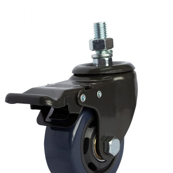 Rodízio Carbon Blue 312 Espiga Rosca Giratória com Freio 70Kg Colson