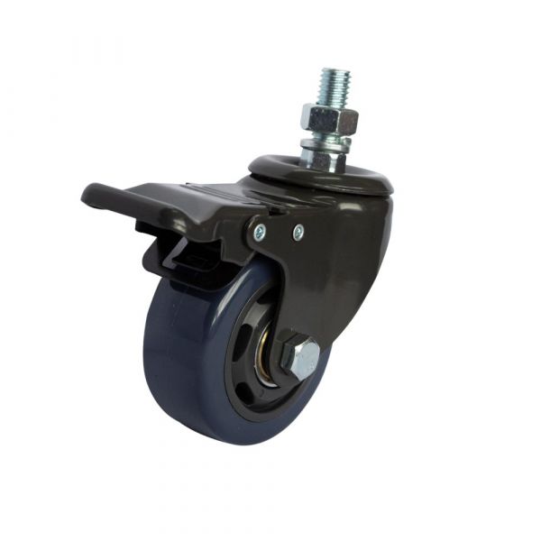 Rodízio Carbon Blue 312 Espiga Rosca Giratória com Freio 70Kg Colson