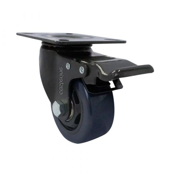 Rodízio Carbon Blue 412 Placa Giratória com Freio 90Kg Colson