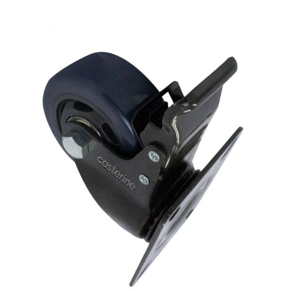 Rodízio Carbon Blue 412 Placa Giratória com Freio 90Kg Colson