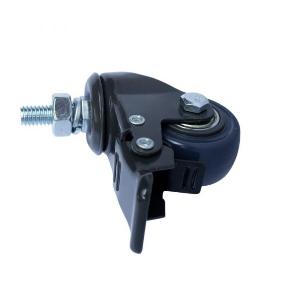 Rodízio Carbon Blue Espiga Rosca Giratória com Freio 1.5/8 Pol. 30Kg Colson