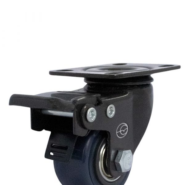 Rodízio Carbon Blue Placa Giratória com Freio 1.5/8 Pol. 30Kg Colson