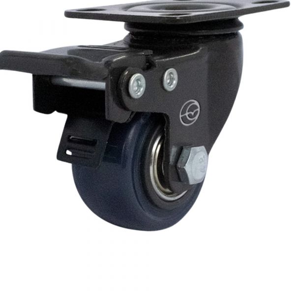 Rodízio Carbon Blue Placa Giratória com Freio 1.5/8 Pol. 30Kg Colson