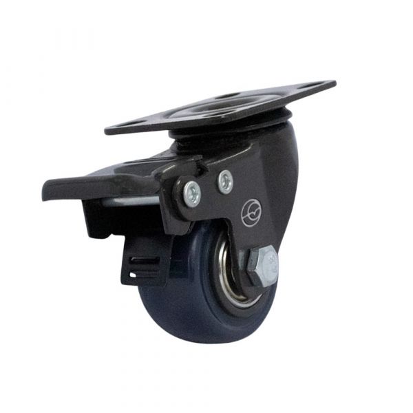 Rodízio Carbon Blue Placa Giratória com Freio 1.5/8 Pol. 30Kg Colson