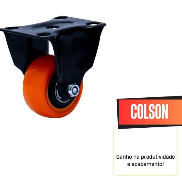 Rodízio Fixo 1.58 Placa Preta PVC 30Kg Laranja Colson