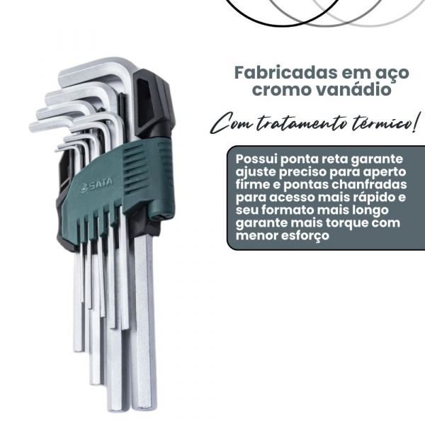 Jogo Chave Allen Longo 1,5 a 10mm 9 Peças Belzer 
