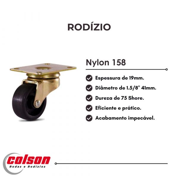 Rodizio Placa Giratória Nylon 158 215Kg Colson