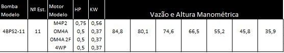 Bombeador 4BPS2F 1,0cv 11 Estágios Ebara