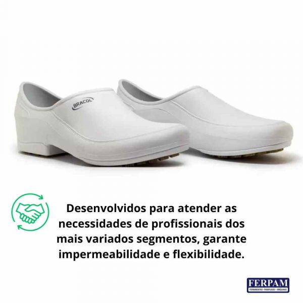 Sapato Flip Antiderrapante Branco de Borracha Bracol N°33