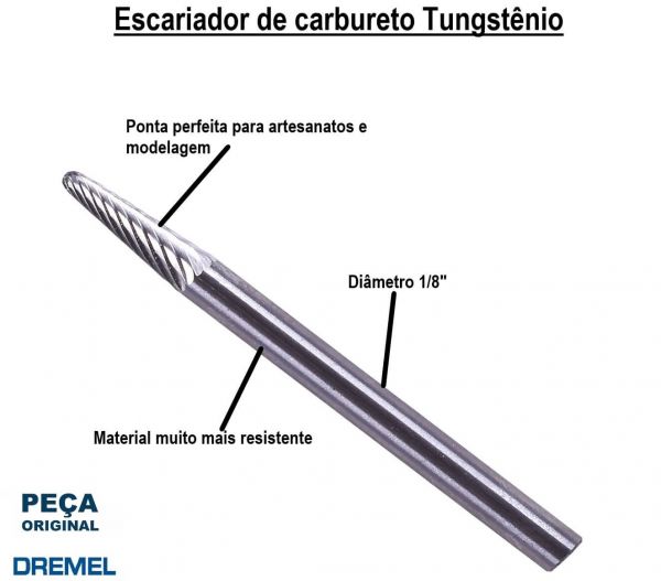 Escariador de Carbureto Tungstênio 1/8 Dremel