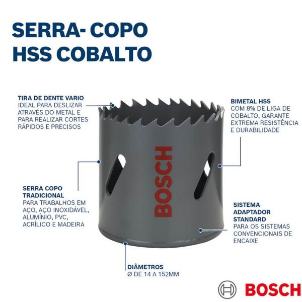 Serra Copo 1.5/8 Pol. 41mm em Aço Bimetálico e Cobalto Bosch