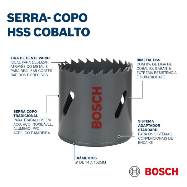 Serra Copo Bimetálica HSS Cobalto 64 mm, 2.1/2 Pol. Bosch