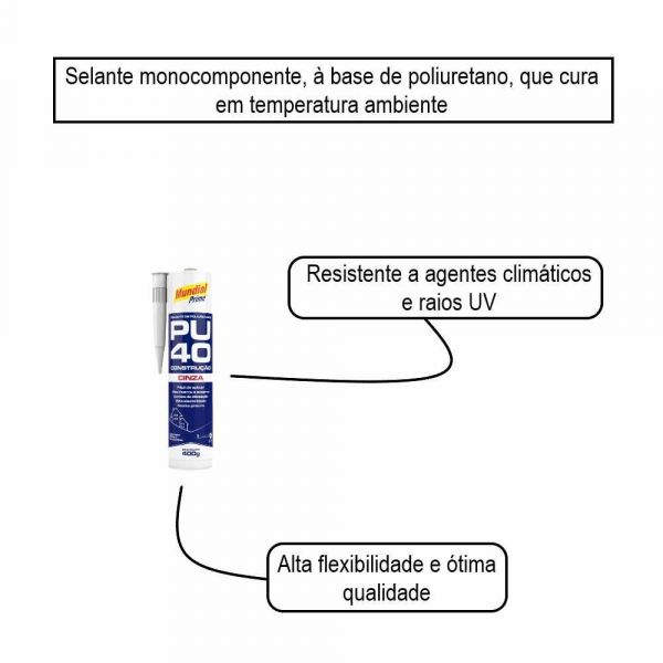 Silicone Pu40 Cinza 400g Mundial Prime