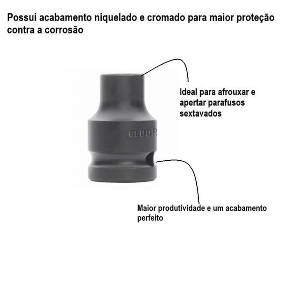 Chave Soquete Impacto 19mm Com Encaixe 1/2” Gedore